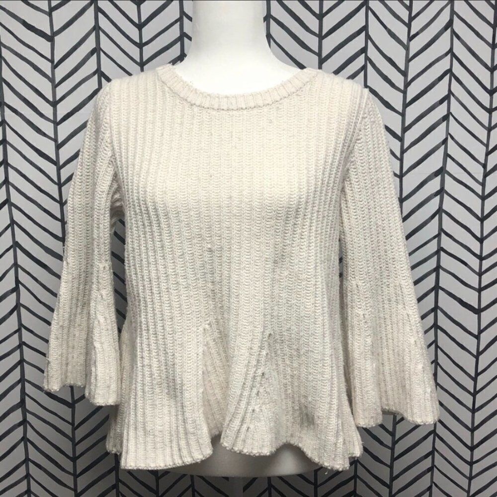 Gap White Peplum Crew Sweater
